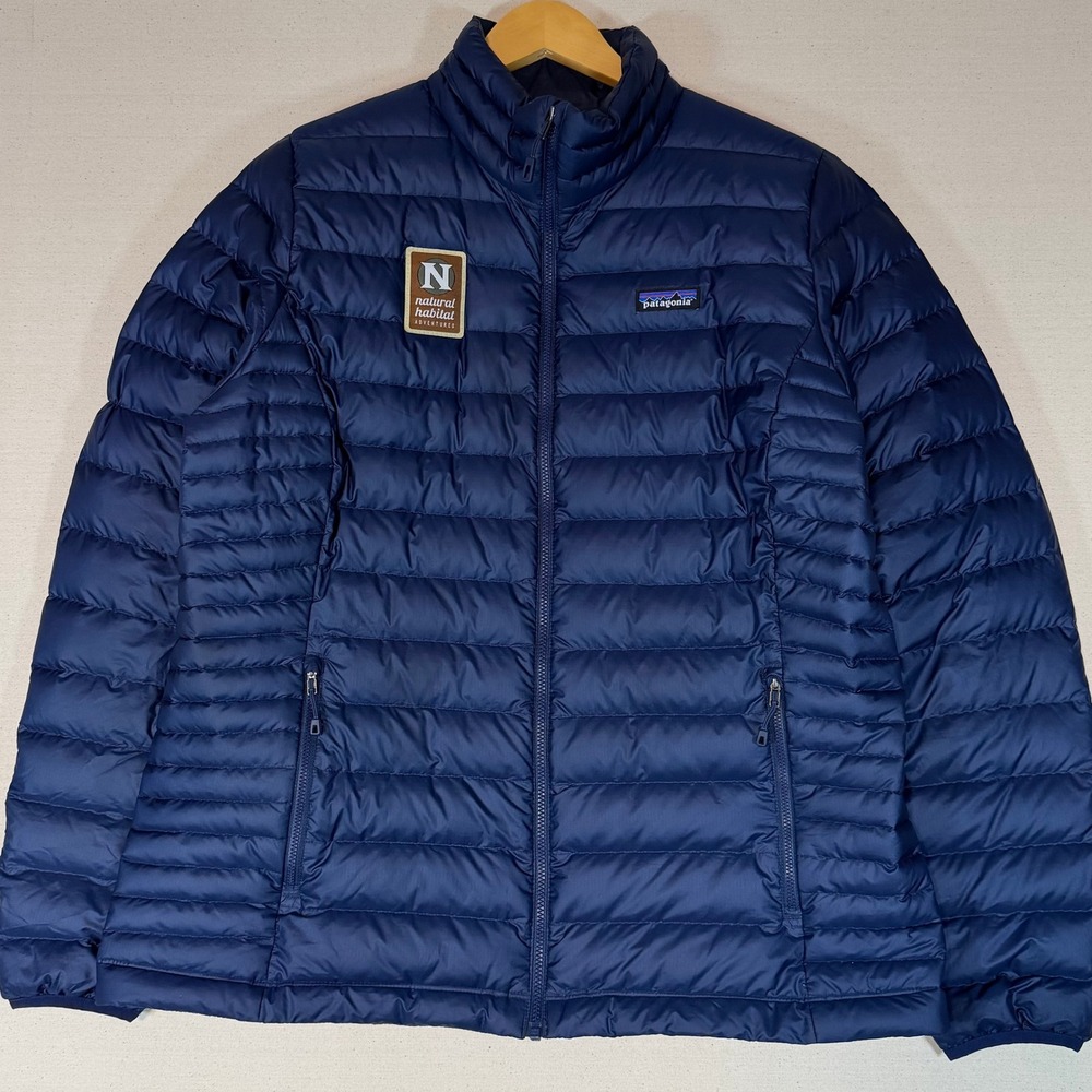 Patagonia Down Sweater Jacket Womens XL Navy Blue Puffer Full Zip 84683 FA18